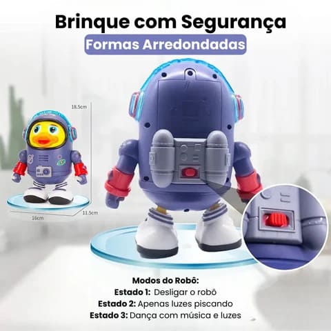 Brinquedo de pato bebê Brinquedo interativo musical elétrico com luzes e sons Elementos espaciais de robô dançante para bebês Presentes para crianças e bebês