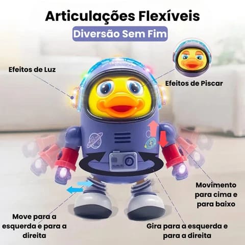 Brinquedo de pato bebê Brinquedo interativo musical elétrico com luzes e sons Elementos espaciais de robô dançante para bebês Presentes para crianças e bebês