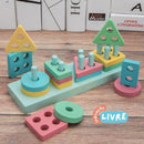 Blocos de encaixe montessori de madeira