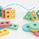 Blocos de encaixe montessori de madeira