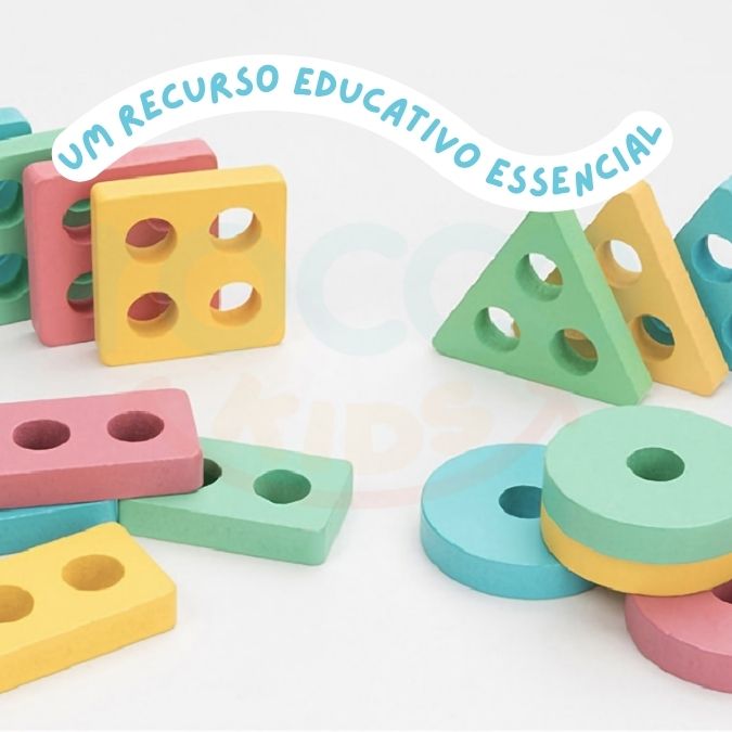 Blocos de encaixe montessori de madeira