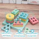 Blocos de encaixe montessori de madeira